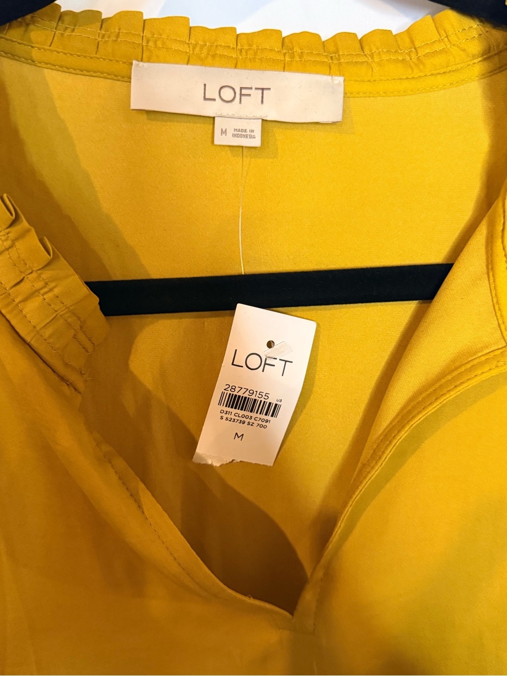 LOFT Mustard Yellow V-Neck Long-Sleeve Blouse - Picture 3 of 6